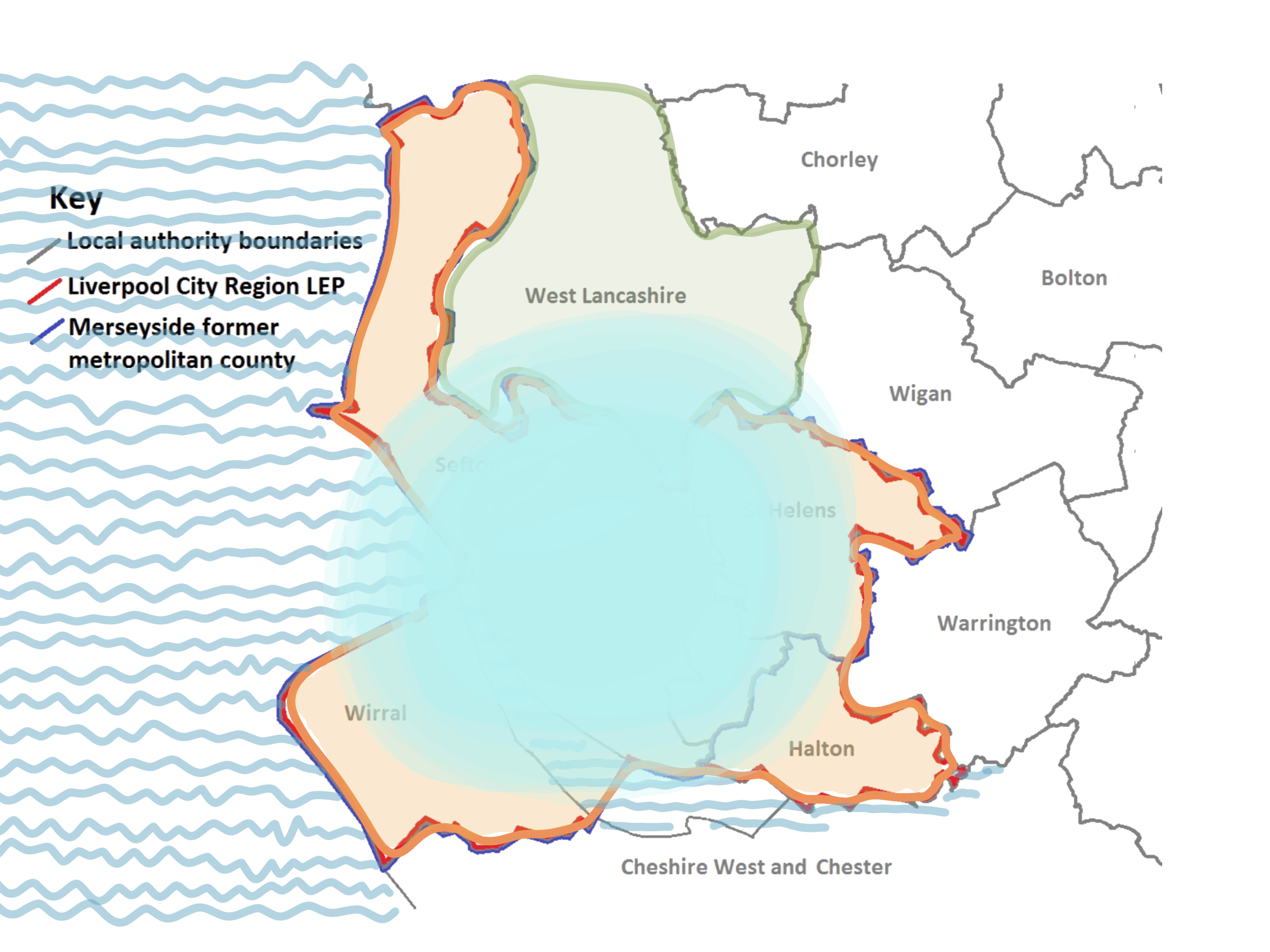 Conceptual blue disc over map
