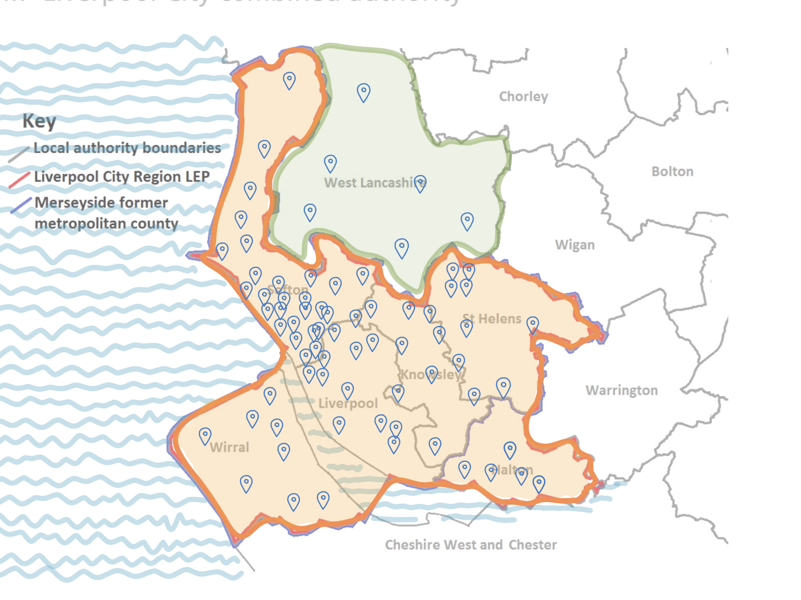 Merseyside with example pins